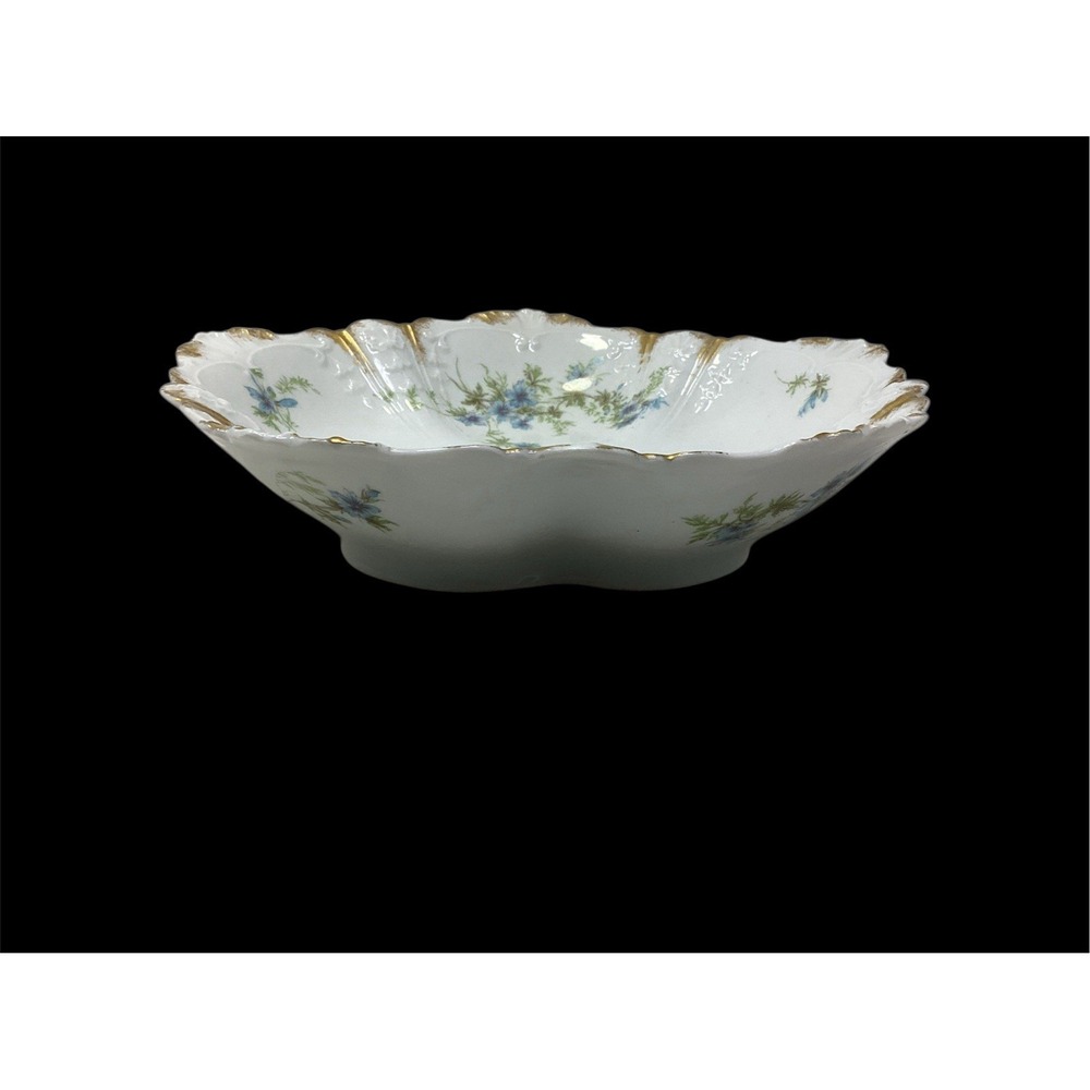 Vintage Ch. Field Haviland/GDA Limoges Scalloped Serving Bowl Blue Flowers 9.5" - Picture 3 of 9